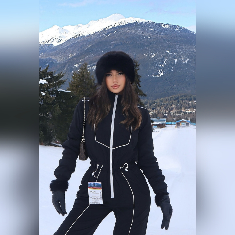 Fashion Nova Sold Out SPORTY LOVE Windbreaker Black And White Piping Jumpsuit - Picture 2 of 7
